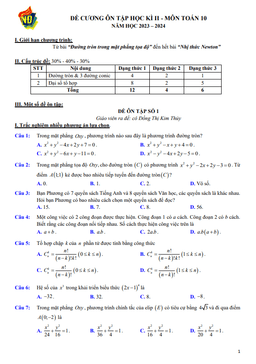 03 đề ôn tập cuối kì 2 toán 10 năm 2023 – 2024 trường thpt việt đức – hà nội