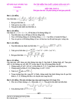 10 đề kiểm tra chất lượng giữa học kỳ 1 môn toán 9