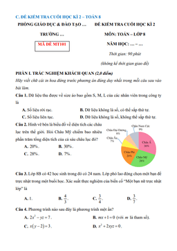 10 đề kiểm tra cuối học kì 2 toán 8 cánh diều