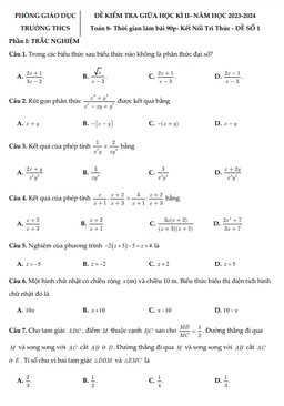 10 đề kiểm tra giữa học kì 2 toán 8 knttvcs năm 2023 – 2024