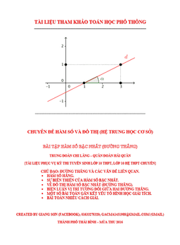 123 bài toán hàm số bậc nhất và đường thẳng – lương tuấn đức