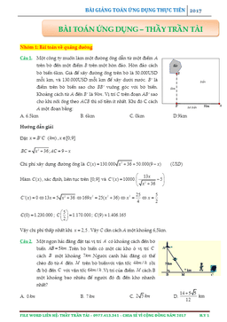 131 bài toán ứng dụng thực tiễn có lời giải chi tiết – trần văn tài