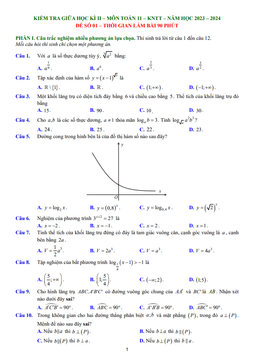 14 đề kiểm tra giữa học kì 2 toán 11 knttvcs năm học 2023 – 2024