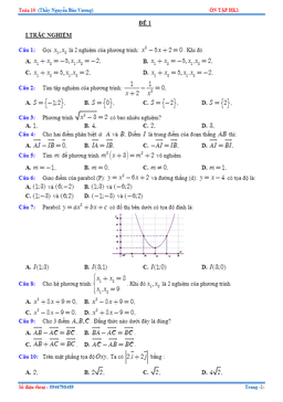 14 đề trắc nghiệm – tự luận ôn tập thi học kỳ 1 toán 10 có đáp án