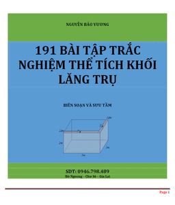 191 bài tập trắc nghiệm thể tích khối lăng trụ – nguyễn bảo vương