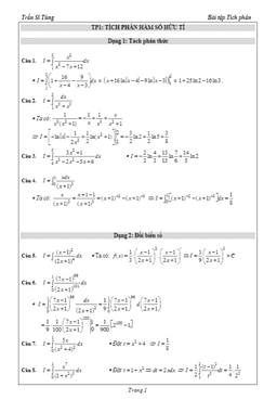 21 bài tập tích phân hàm số hữu tỉ có lời giải – trần sĩ tùng