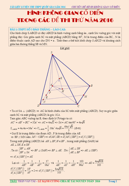 225 bài toán hình học không gian trong các đề thi thử 2016 – trần văn tài