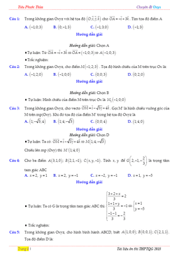 256 bài toán trắc nghiệm chuyên đề oxyz có lời giải chi tiết – tiêu phước thừa