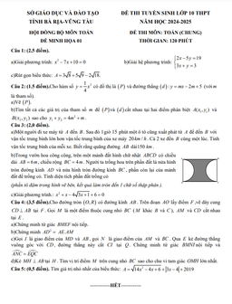 30 đề minh họa toán (chung) vào lớp 10 năm 2024 – 2025 sở gd&đt bà rịa – vũng tàu