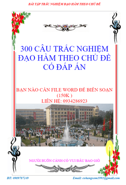 300 câu trắc nghiệm đạo hàm theo chủ đề có đáp án – phạm văn huy