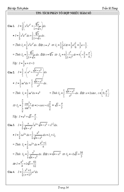 31 bài tập tích phân tổ hợp nhiều hàm số có lời giải – trần sĩ tùng