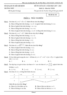 5 đề ôn tập giữa học kỳ 1 toán 12 năm học 2017 – 2018 – lê văn đoàn