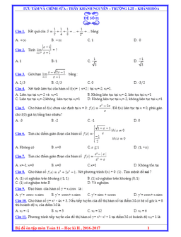 5 đề ôn tập thi học kỳ 2 môn toán 11 – nguyễn khánh nguyên