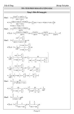 64 bài tập tích phân hàm lượng giác có lời giải – trần sĩ tùng