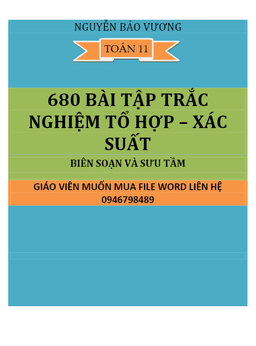 680 bài tập trắc nghiệm tổ hợp – xác suất – nguyễn bảo vương