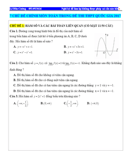 7 chủ đề chính môn toán trong đề thi thpt quốc gia 2017 – lê đôn cường