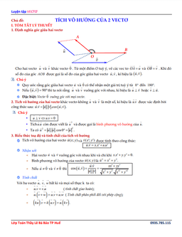 94 bài tập trắc nghiệm tích vô hướng của hai vectơ có đáp án và lời giải