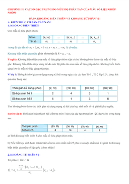 bài giảng các số đặc trưng đo mức độ phân tán của mẫu số liệu ghép nhóm toán 12 knttvcs