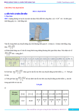 bài giảng đạo hàm toán 11 ctst