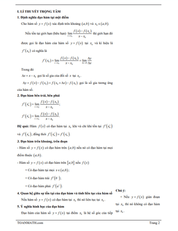 bài giảng định nghĩa và ý nghĩa của đạo hàm
