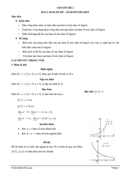 bài giảng hàm số mũ và hàm số lôgarit