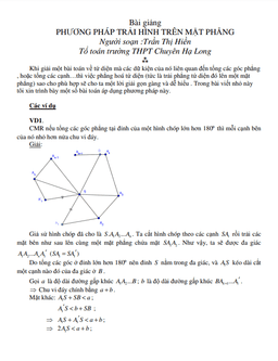 bài giảng phương pháp trải hình trên mặt phẳng – trần thị hiền
