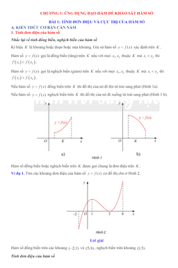 bài giảng ứng dụng đạo hàm để khảo sát hàm số toán 12 ctst