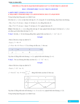 bài giảng ứng dụng đạo hàm để khảo sát và vẽ đồ thị của hàm số toán 12 cánh diều