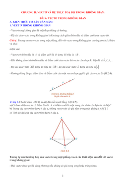 bài giảng vectơ và hệ trục tọa độ trong không gian toán 12 knttvcs