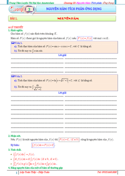 bài tập nguyên hàm, tích phân và ứng dụng – diệp tuân