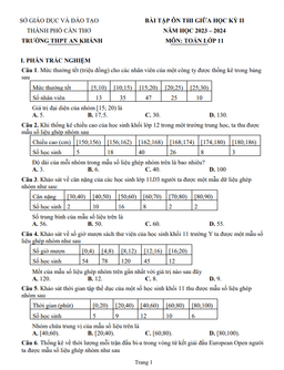 bài tập ôn thi giữa kỳ 2 toán 11 năm 2023 – 2024 trường thpt an khánh – cần thơ