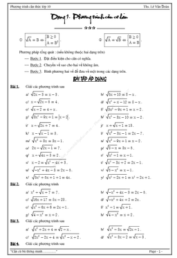bài tập phương trình chứa căn – lê văn đoàn