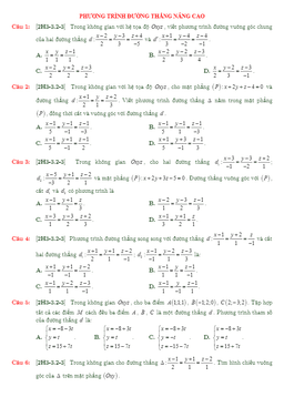 bài tập phương trình đường thẳng nâng cao