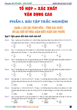 bài tập tổ hợp – xác suất vận dụng cao có lời giải chi tiết