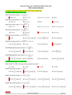 bài tập trắc nghiệm hàm số lượng giác và phương trình lượng giác – trần quốc dũng