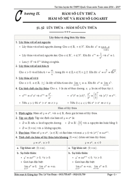 bài tập trắc nghiệm hàm số lũy thừa, mũ và logarit – lê văn đoàn