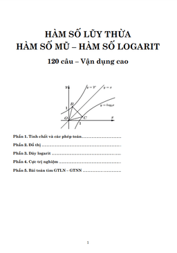 bài tập trắc nghiệm lũy thừa – mũ – lôgarit vận dụng cao