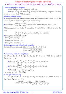 bài tập trắc nghiệm phương pháp tọa độ trong không gian – đặng ngọc hiền