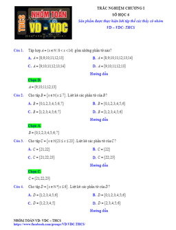 bài tập trắc nghiệm số học 6 chương 1 có đáp án và lời giải