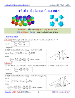 bài tập tỷ số thể tích khối đa diện – lê bá bảo