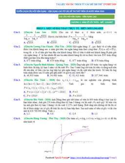 bài tập vd – vdc hàm số luỹ thừa, hàm số mũ và hàm số lôgarit
