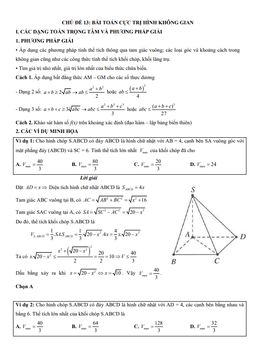 bài toán cực trị hình học không gian