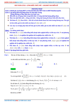 bài toán gtln – gtnn biểu thức mũ – lôgarit nhiều biến số