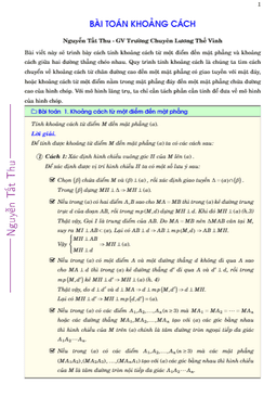 bài toán khoảng cách trong không gian – nguyễn tất thu