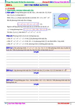 bài toán phương trình mặt cầu – diệp tuân
