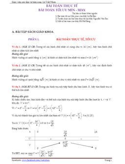 bài toán thực tế và bài toán tối ưu min – max – lê viết nhơn