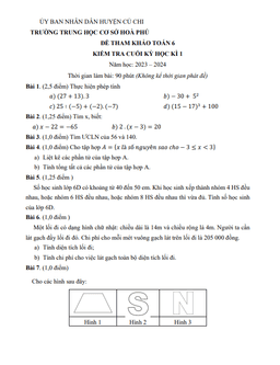 bộ đề tham khảo cuối kỳ 1 toán 6 năm 2023 – 2024 phòng gd&đt củ chi – tp hcm