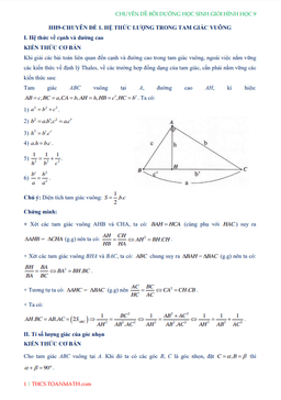 các chuyên đề bồi dưỡng học sinh giỏi hình học 9