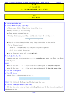 các dạng bài tập bất đẳng thức, bất phương trình bậc nhất một ẩn toán 9 cánh diều