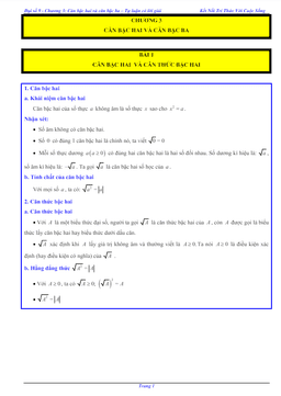 các dạng bài tập căn bậc hai và căn bậc ba toán 9 knttvcs